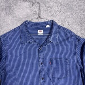 Levis Shirt Men XXL 2XL Conductor Stripe Hickory Denim Chambray Slim Western
